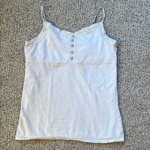 Elegant Cream Lace Trimmed Girls Cami Top with Built in Bra